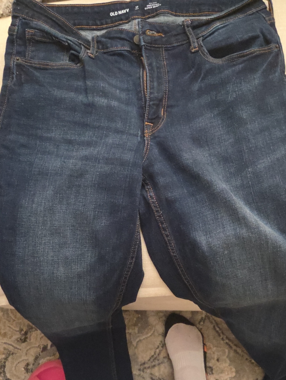 Old Navy Womens Rockstar Dark Indigo Slim Straight Jeans